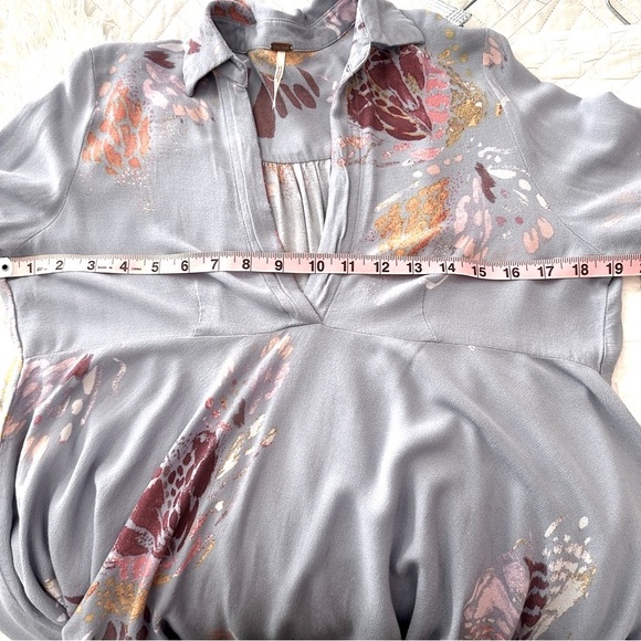 Free People Painted Meadow Tunic Dress Boho Floral Button Cuff - Size Small - Picture 13 of 16